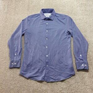 Mizzen+Main Spinnaker Collection Mens Medium Trim Fit Blue Gingham Dress Shirt